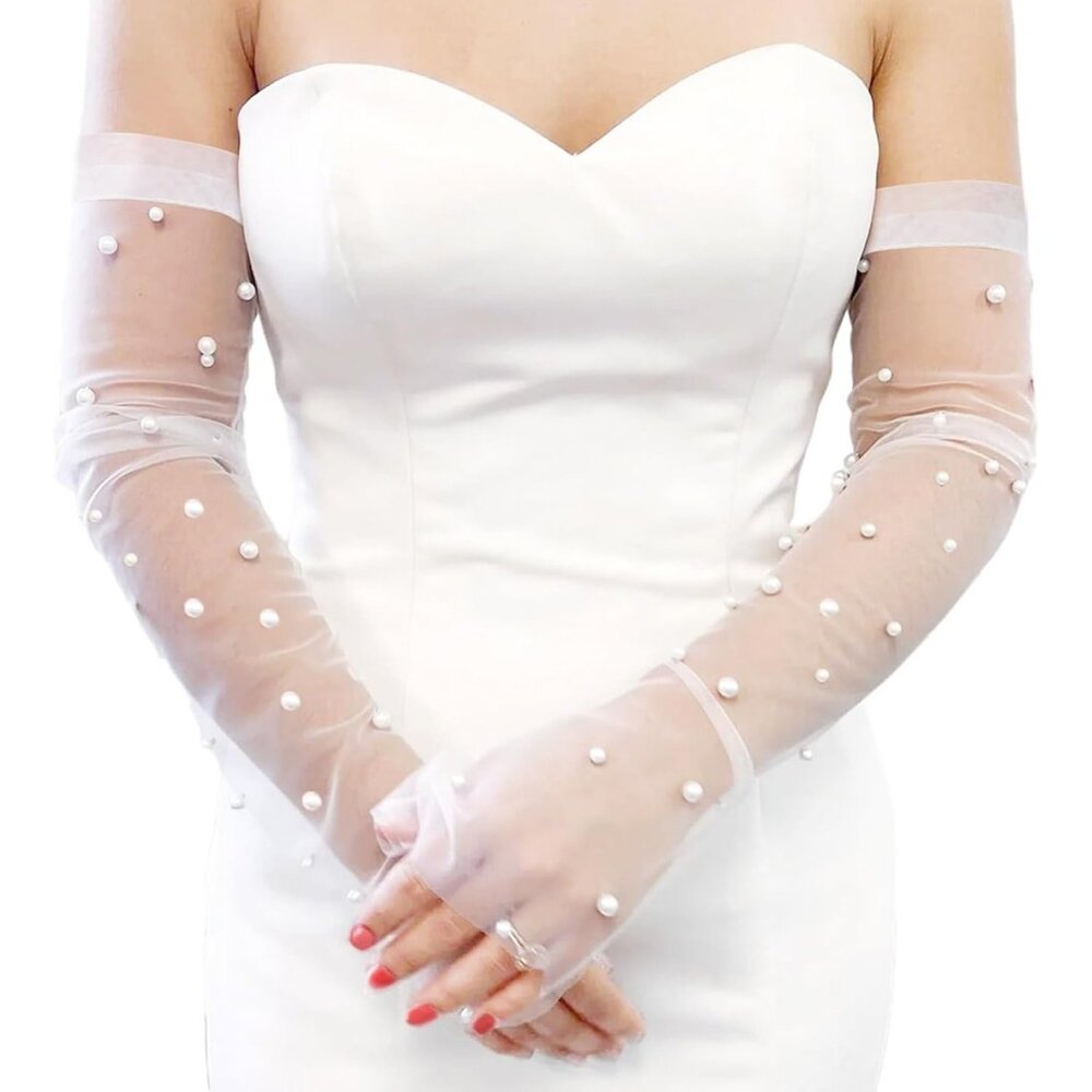 Women’s Bands Cuffs Lvory Arm Covers Long Wrist Sleeves Gloves Wedding Prom